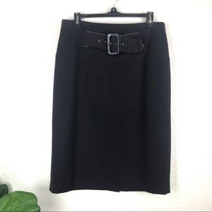 Black Knit Pencil Skirt w/Belt Buckle Detail